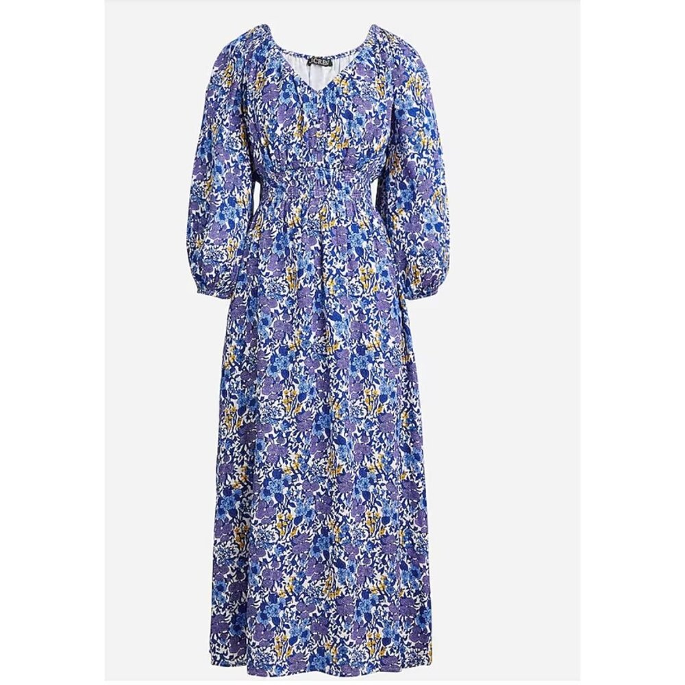 New! J.Crew V-neck midi dress in fête floral print, size: XS